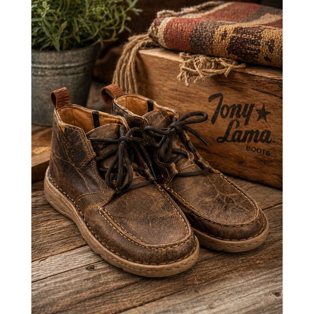 Tony Lama TLC505 Estancia Tan Chukka Boots Men’s 10 Distressed Leather